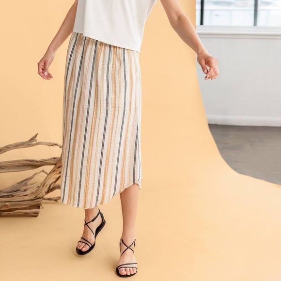 Striped Pull On Midi Skirt - Picture 1 of 5